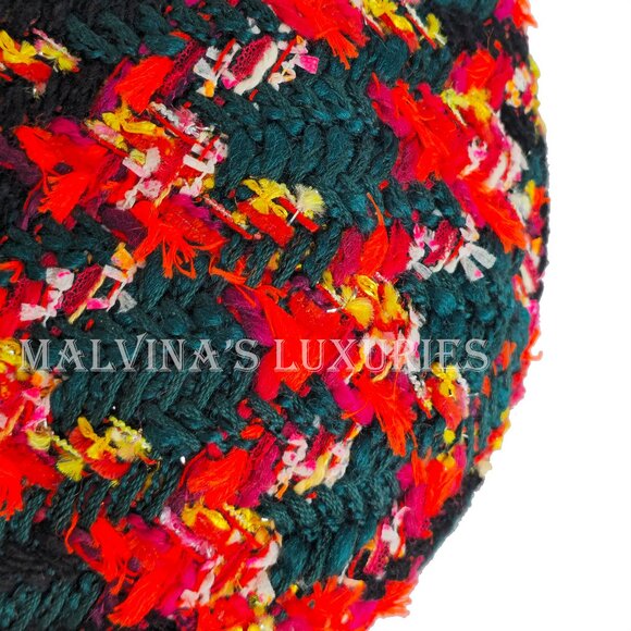 GUCCI BERET CHECK LAME TWEED WOOL BLEND HAT w G LOGO $610 sz S 56cm main image 12